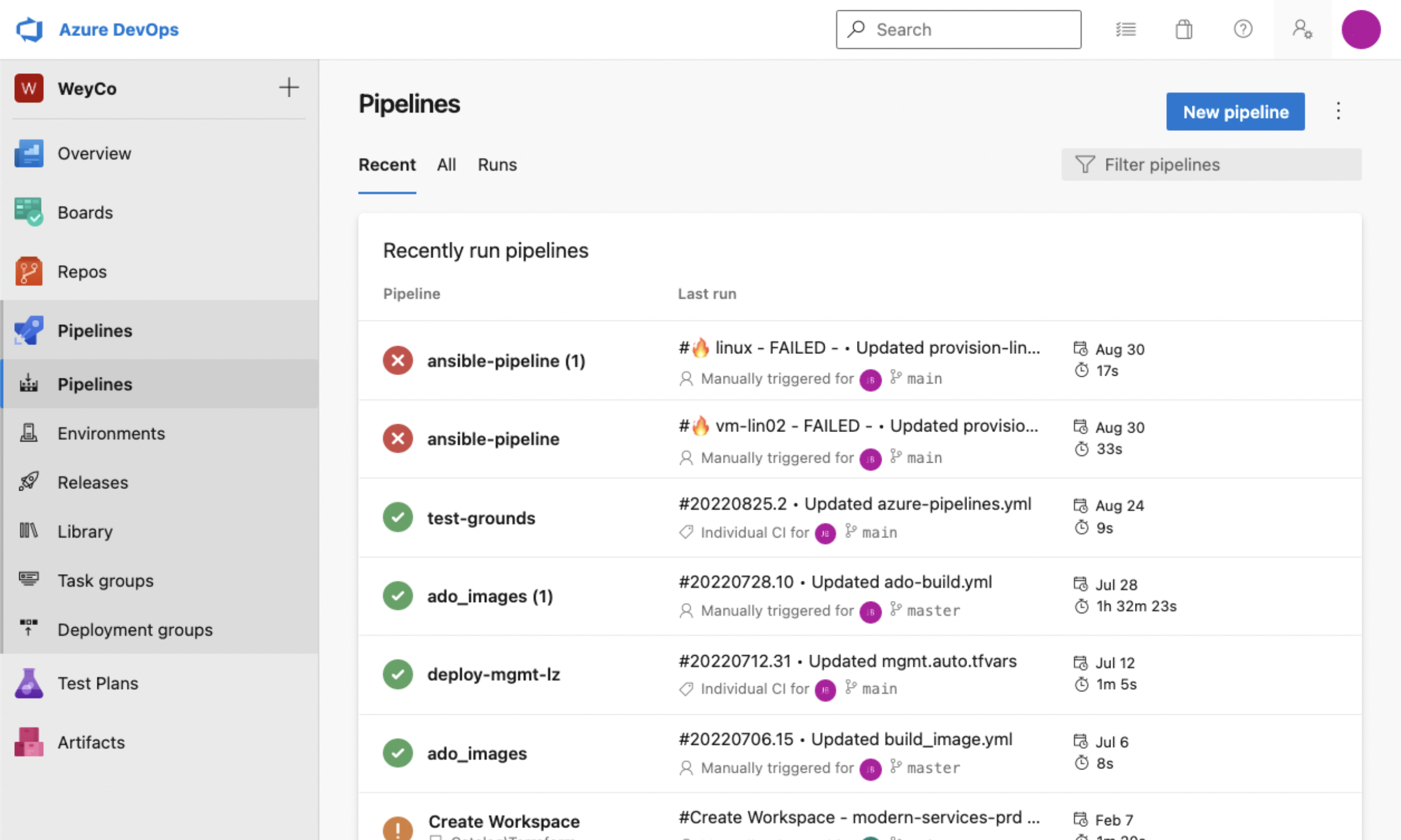 Customer profile user interface